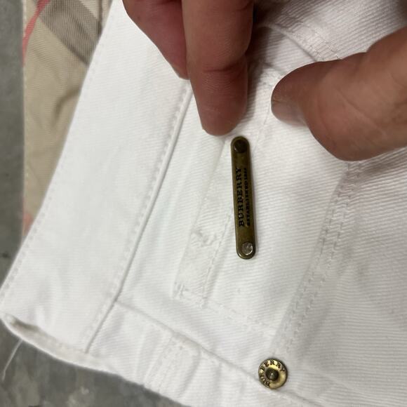 BURBERRY COTTON BLEND WHITE Wide LEG Flare JEANS SIZE 29 Embroidered READ - Picture 11 of 13